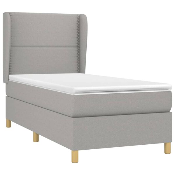 vidaXL Sommier &agrave; lattes de lit avec matelas Gris clair 90x200 cm Tissu