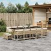 vidaXL Ensemble &agrave; manger de jardin et coussins 15 pcs beige