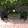 vidaXL Ensemble &agrave; d&icirc;ner de jardin avec coussins 3 pcs poly rotin noir