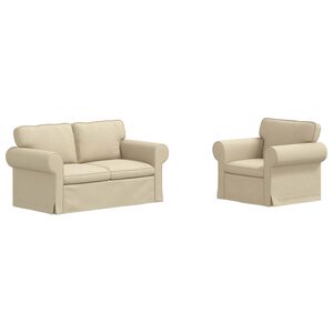 vidaXL Canap&eacute; 2 pcs Cr&egrave;me