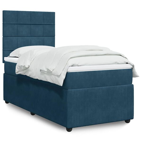 vidaXL Sommier &agrave; lattes de lit avec matelas Bleu fonc&eacute; 100x200 cm