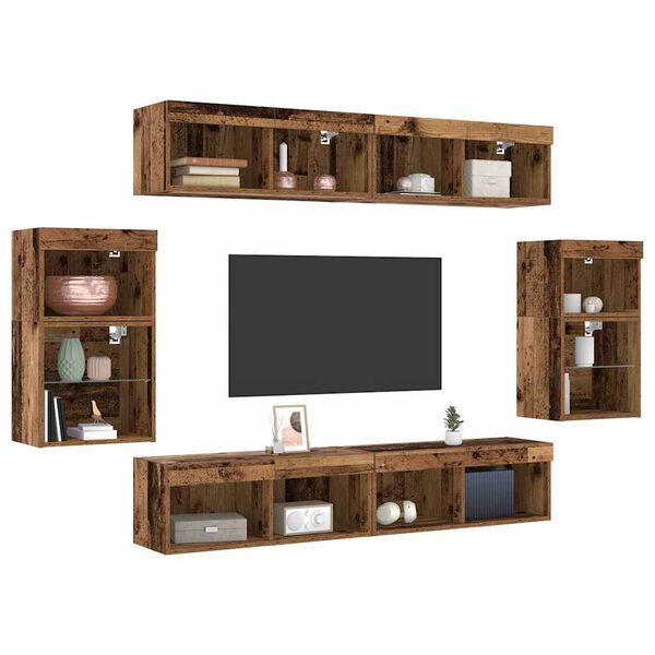vidaXL Ensemble meuble TV 8 pcs Bois ancien Bois d'ing&eacute;nierie