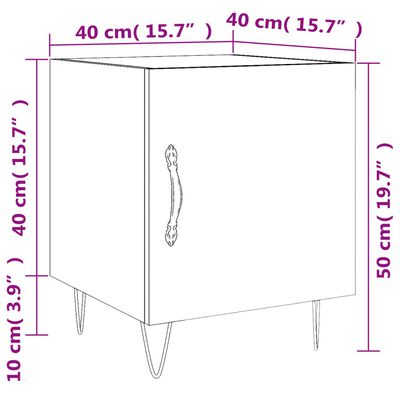 vidaXL Table de chevet noir 40x40x50 cm bois d’ingénierie