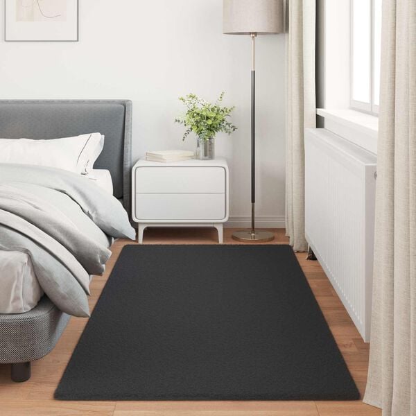 vidaXL Tapis en Fourrure Synth&eacute;tique de Lapin Olite Noir 80 x 200 cm