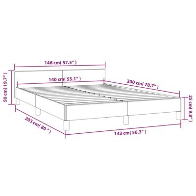 vidaXL Cadre de lit avec tête de lit Gris 140x200 cm Similicuir
