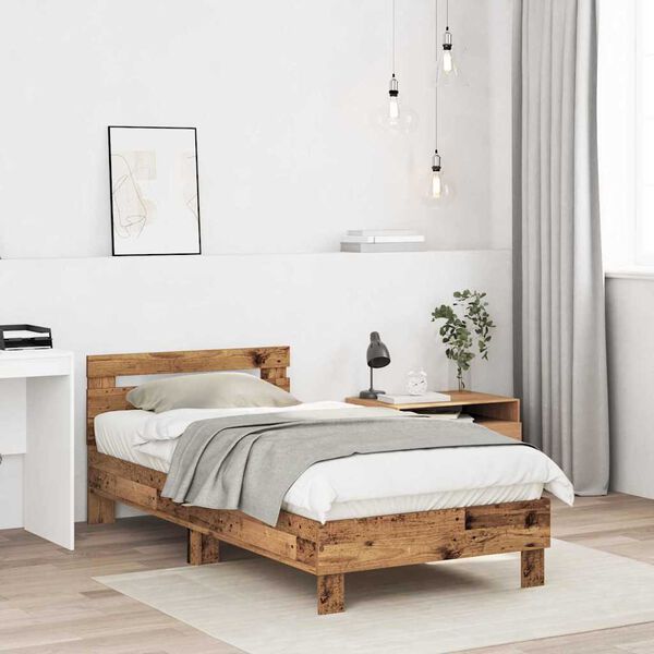 vidaXL Cadre de lit Bois ancien 193 x 95 x 88 cm Bois d'ing&eacute;nierie