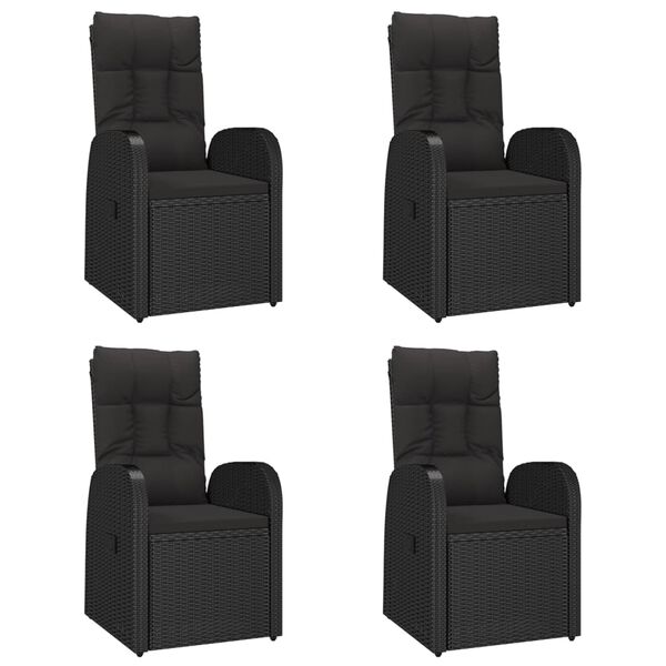 vidaXL Ensemble &agrave; manger de jardin coussins 5pcs Noir R&eacute;sine tress&eacute;e