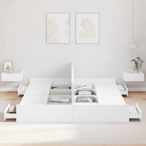 vidaXL Cadre de lit avec rangement avec t&ecirc;te de lit Blanc 180 x 200 cm