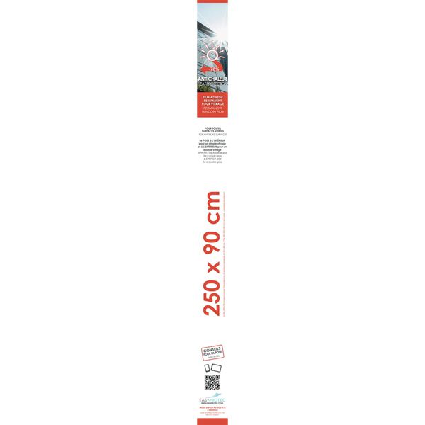 Easyprotec Film de fen&ecirc;tre permanent r&eacute;sistant &agrave; la chaleur 90x250 cm