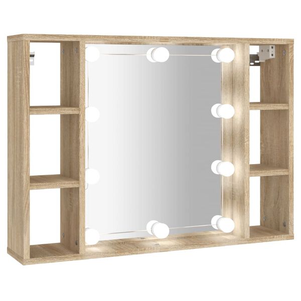 vidaXL Armoire de miroir avec LED Ch&ecirc;ne sonoma 76x15x55 cm