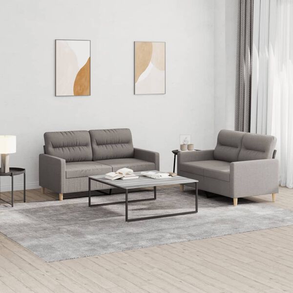 vidaXL Ensemble de canap&eacute;s 2 pcs avec coussins Taupe Tissu