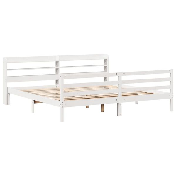 vidaXL Cadre de lit avec t&ecirc;te de lit sans matelas blanc 200x200 cm