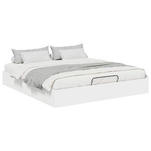 vidaXL Cadre de lit ottoman Blanc 203 x 180 x 25 cm Bois d&rsquo;ing&eacute;nierie