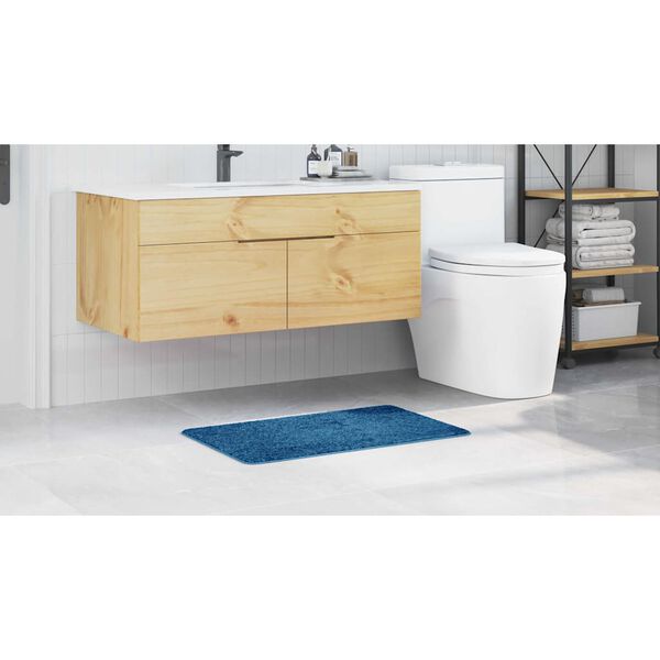 vidaXL Tapis de bain antid&eacute;rapant Bleu 50 x 80 cm PP