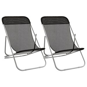 vidaXL Chaises plage pliantes lot de 2 textil&egrave;ne acier enduit poudre