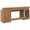 vidaXL Bureau avec lumi&egrave;res LED ch&ecirc;ne artisanal bois d'ing&eacute;nierie