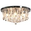 vidaXL Plafonnier avec perles de cristal Argent&eacute; Rond 4 ampoules G9
