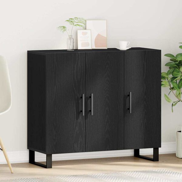 vidaXL Buffet Chêne noir 90 x 34 x 80 cm Bois d'ingénierie