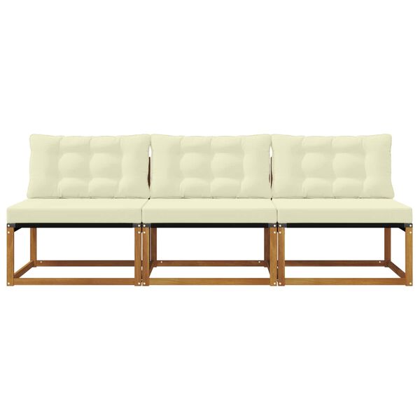 vidaXL 3 Pi&egrave;ce Sofa de milieu ext&eacute;rieur Bois d'Acacia Massif Naturel