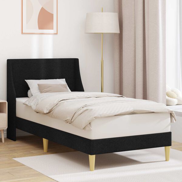 vidaXL Cadre de lit avec t&ecirc;te de lit Noir 100 x 200 cm tissu