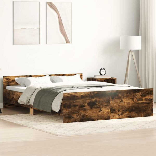 vidaXL Cadre de lit sans matelas ch&ecirc;ne fum&eacute; 150x200 cm