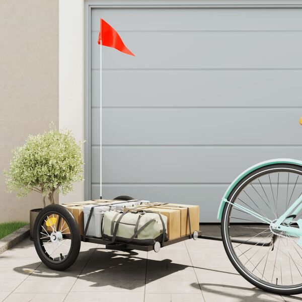 vidaXL Remorque de v&eacute;lo noir 126x63x34 cm fer