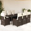 vidaXL Ensemble &agrave; manger de jardin et coussins 9 pcs marron poly rotin