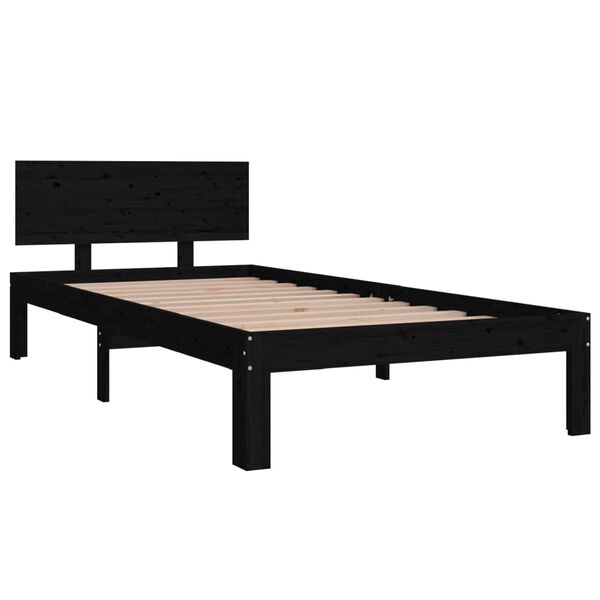 vidaXL Cadre de lit sans matelas noir bois de pin massif 90x200 cm