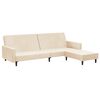 vidaXL Canap&eacute;-lit &agrave; 2 places avec repose-pied Cr&egrave;me Velours