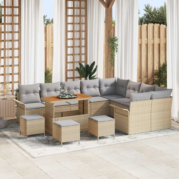 vidaXL Ensemble de canap&eacute; de jardin 13 pcs Beige et Gris clair