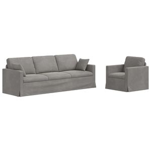 vidaXL Ensemble de Canap&eacute;s 2 pcs Gris clair 228 x 78 x 80 cm Velours