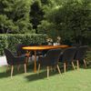vidaXL Ensemble &agrave; manger de jardin 9 pcs Noir
