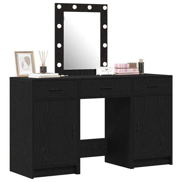 vidaXL Table de Toilette Noir 50 x 41 x 135 cm Bois d'ing&eacute;nierie