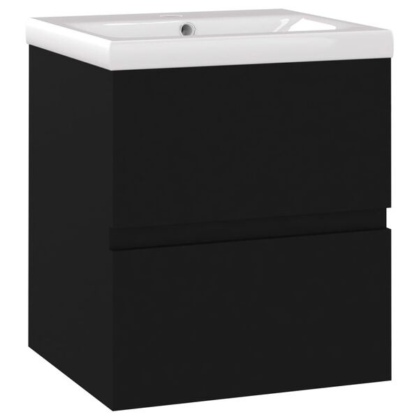 vidaXL Armoire d'évier avec lavabo intégré Noir Aggloméré