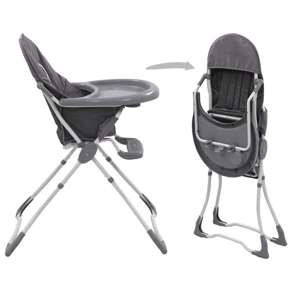vidaXL Chaise haute pour b&eacute;b&eacute; Gris et blanc