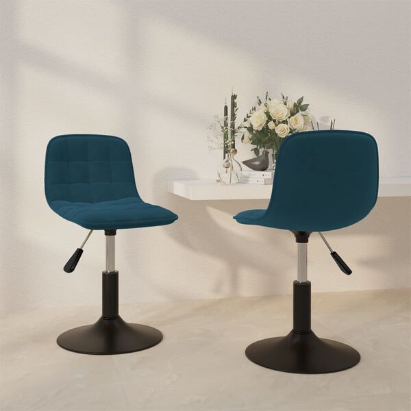 vidaXL Chaises pivotantes &agrave; manger lot de 2 bleu velours