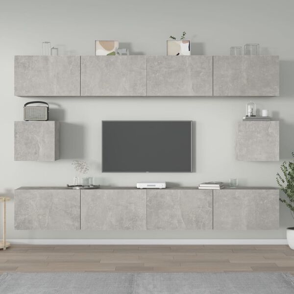 vidaXL Ensemble de meubles TV 6 pcs Gris b&eacute;ton Bois d'ing&eacute;nierie