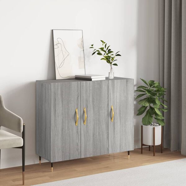 vidaXL Buffet sonoma gris 90x34x80 cm bois d'ing&eacute;nierie