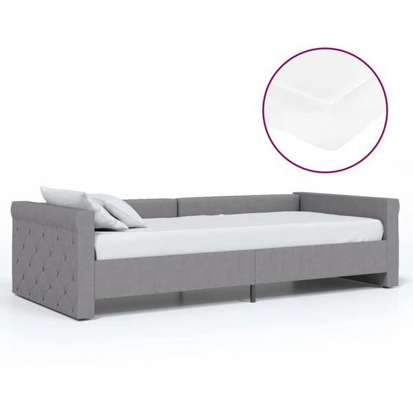 vidaXL Lit avec matelas et &eacute;clairage USB Gris clair Tissu 90x200 cm