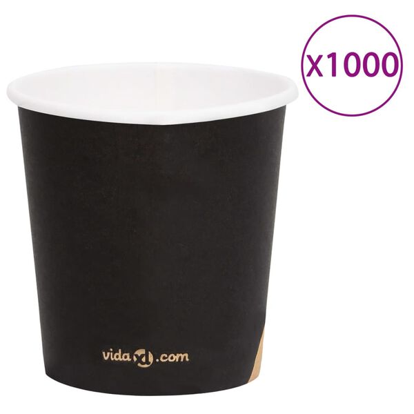 vidaXL Tasses &agrave; caf&eacute; en papier 120 ml 1000 pcs Noir