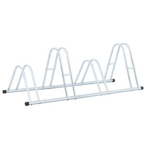 vidaXL Support de v&eacute;lo au sol autoportant pour 4 v&eacute;los acier galvanis&eacute;