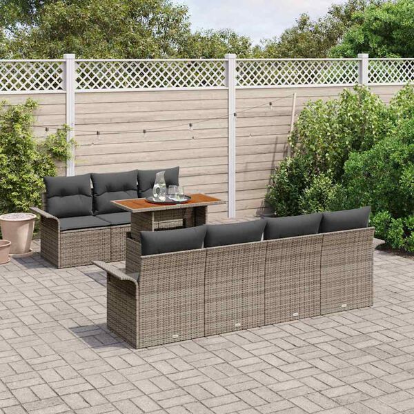 vidaXL Ensemble de canapé de jardin 8 pcs Gris Poly rotin