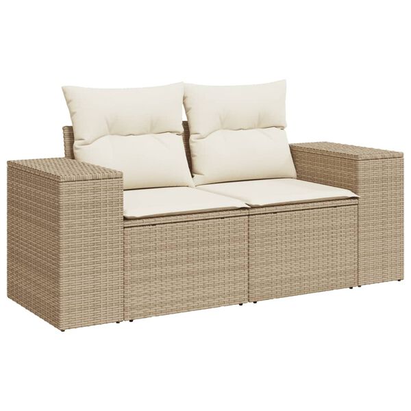 vidaXL Salon de jardin avec coussins 10 pcs beige r&eacute;sine tress&eacute;e