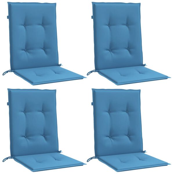 vidaXL Coussins de chaise &agrave; dossier bas lot de 4 bleu m&eacute;lang&eacute; tissu