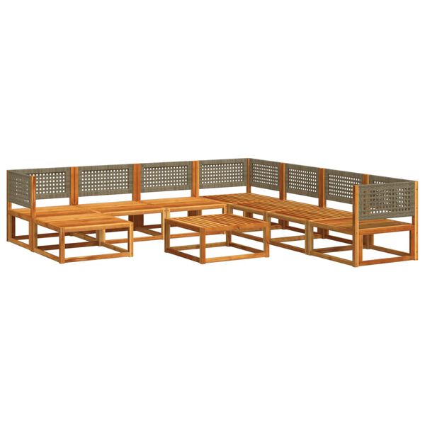 vidaXL Ensemble de canapés de jardin 9 pièces avec coussins en bois d'acacia et rotin