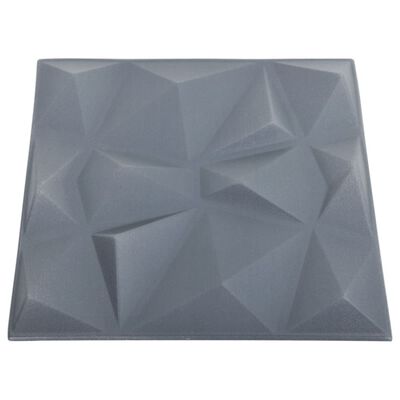 vidaXL Panneaux muraux 3D 48 pcs 50x50 cm gris diamant 12 m²
