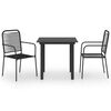 vidaXL Ensemble &agrave; manger de jardin 3 pcs noir verre et acier