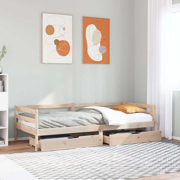 vidaXL Lit de jour avec tiroirs sans matelas 80x200 cm bois massif