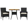 vidaXL Ensemble &agrave; manger de jardin et coussins 3 pcs noir rotin acacia