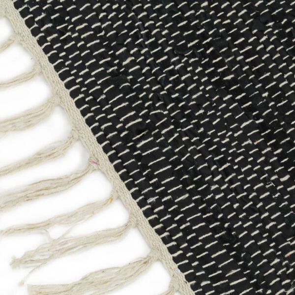 vidaXL Tapis Chindi tiss&eacute; &agrave; la main Cuir 120x170 cm Gris clair et noir